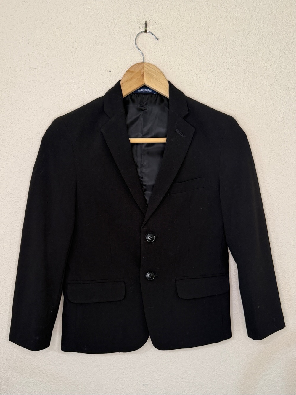 Chaps Black Two-Button Suit Sport Coat Blazer Jacket Boys Size 8 Husky